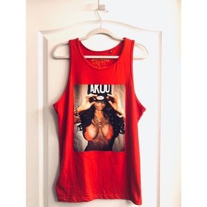 Akoo Brand Girl on Red Shirt sz L